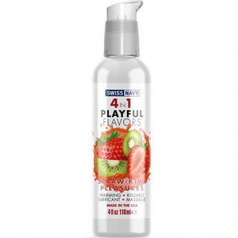 Массажный гель для тела SWISS NAVY 4 in 1 playful flavors, Straw-Kiwi Pleasures 118 мл
